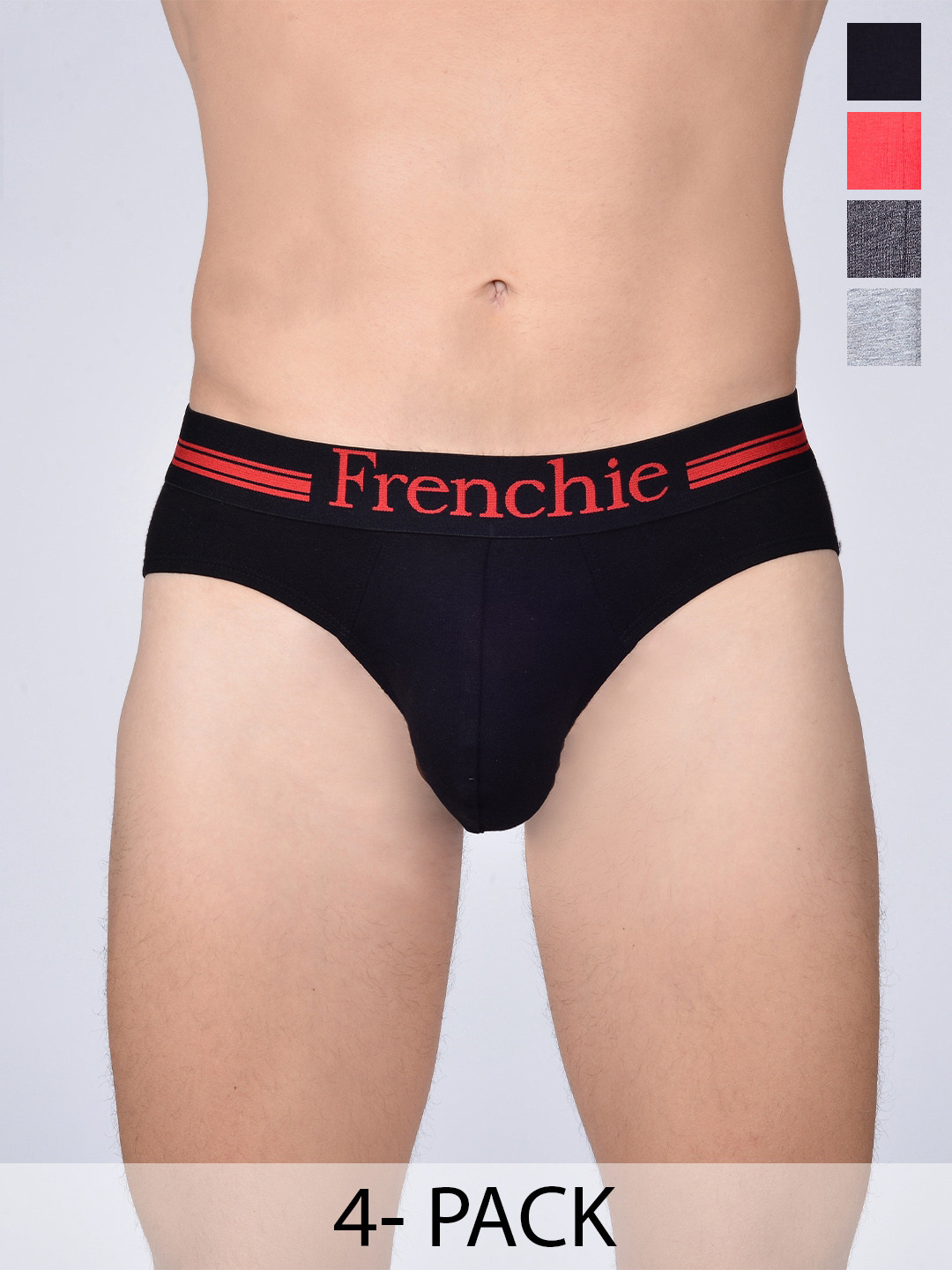FRENCHIE Pack Of 4 Assorted Pure Cotton Briefs CASUALS_4001_PO4_S