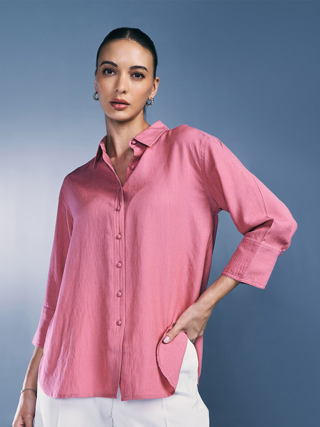 AND Cuffed Sleeved Shirt Style Top
