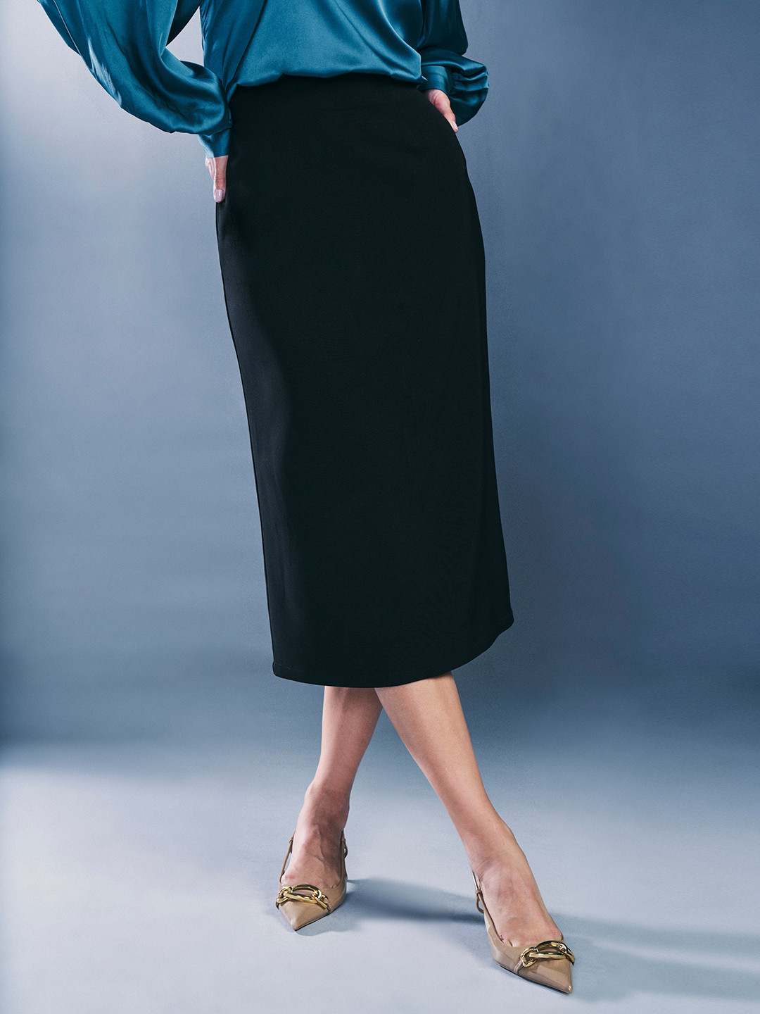 AND Mid-Rise A-line Midi Skirt
