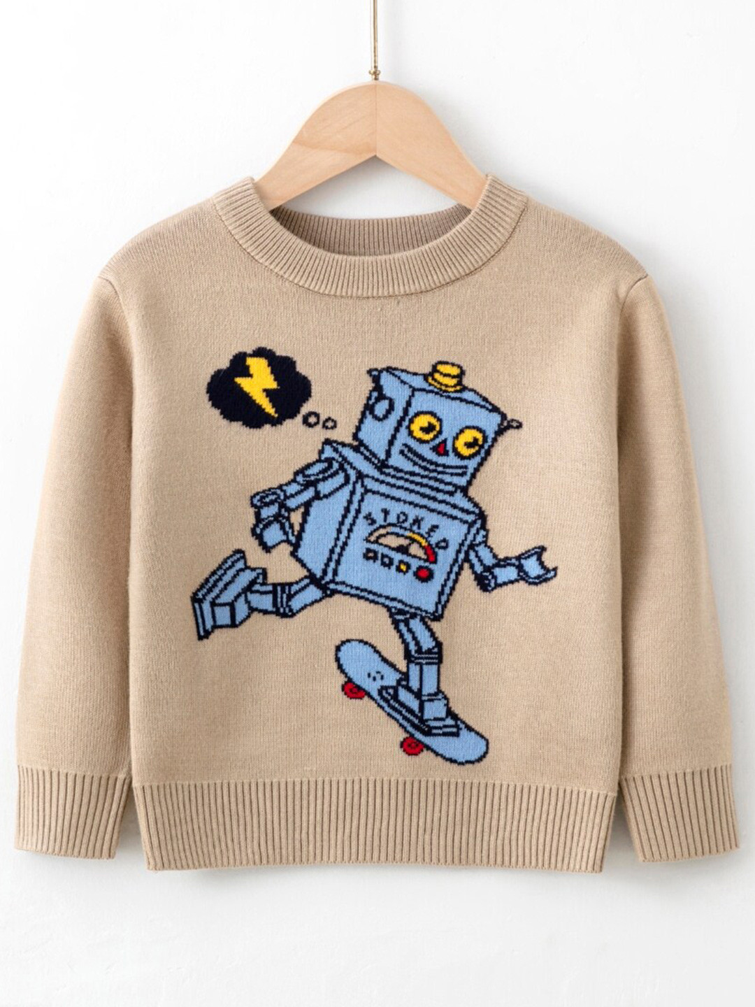 StyleCast Brown Boys Graphic Printed Ribbed Pullover