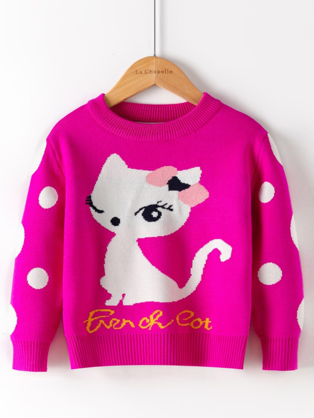 StyleCast Girls Pink Graphic Printed Pullover Sweater