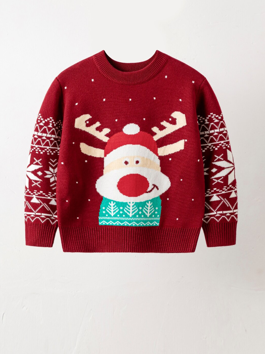 StyleCast Boys Red Graphic Self Design Pullover Sweater