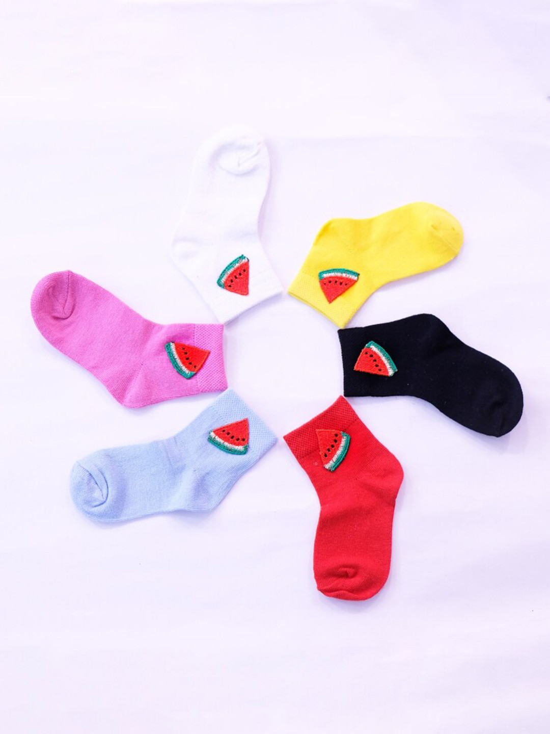 TIPY TIPY TAP Kids Pack of 6 Embroidered Cotton Ankle-Length Socks