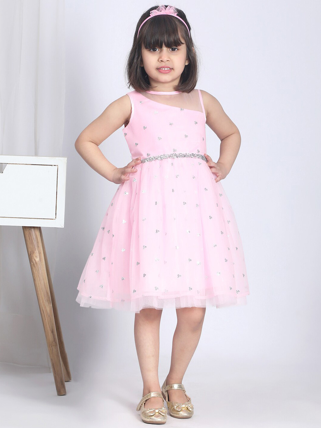Toy Balloon kids Girls Round Neck Sequined Balloon Dress