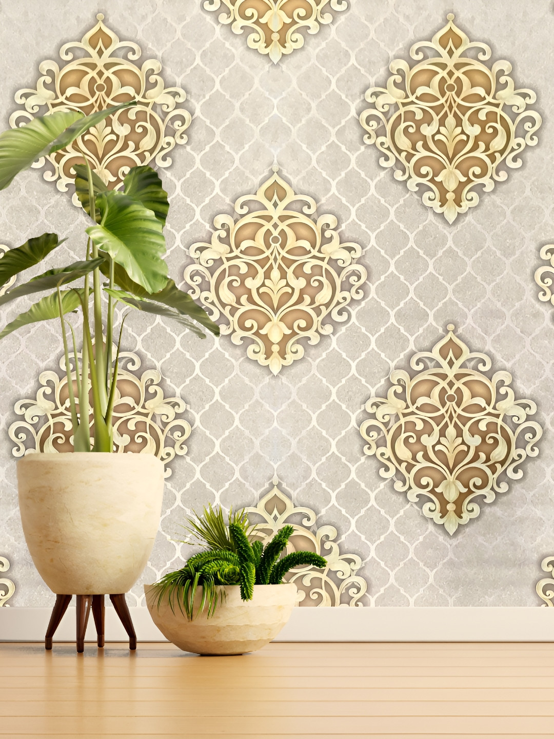 Konark Decor Beige Printed Self-Adhesive Wall Sticker