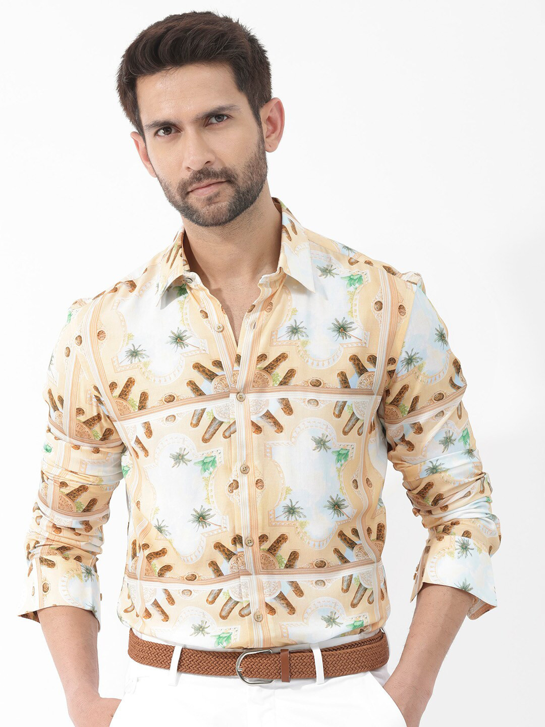 RARE RABBIT Men Stivole Tropical Printed Slim Fit Shirt