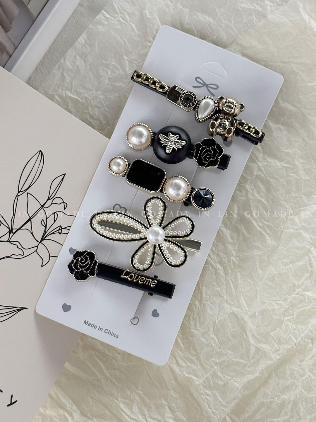 SYGA Set of 5 Rhinestone Embellished Bobby Pins