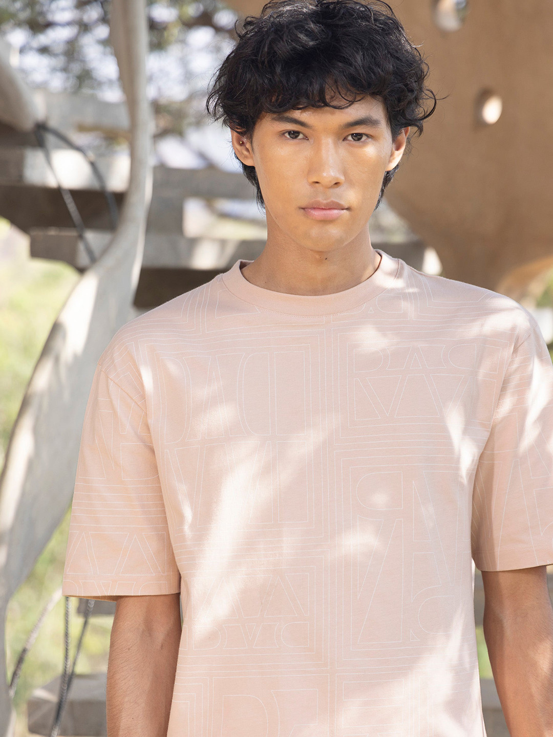 RARE RABBIT Men Hagrid Oversized Typography Printed s Cotton T-Shirt