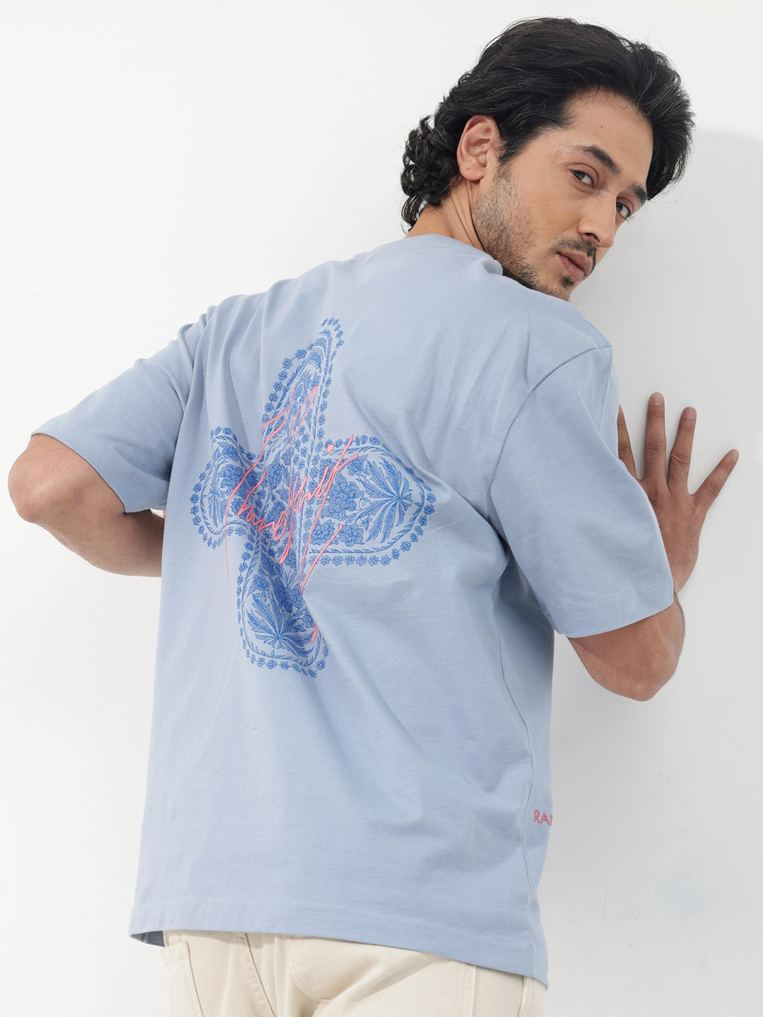 RARE RABBIT Men Covey Oversized Floral Printed s Cotton T-Shirt