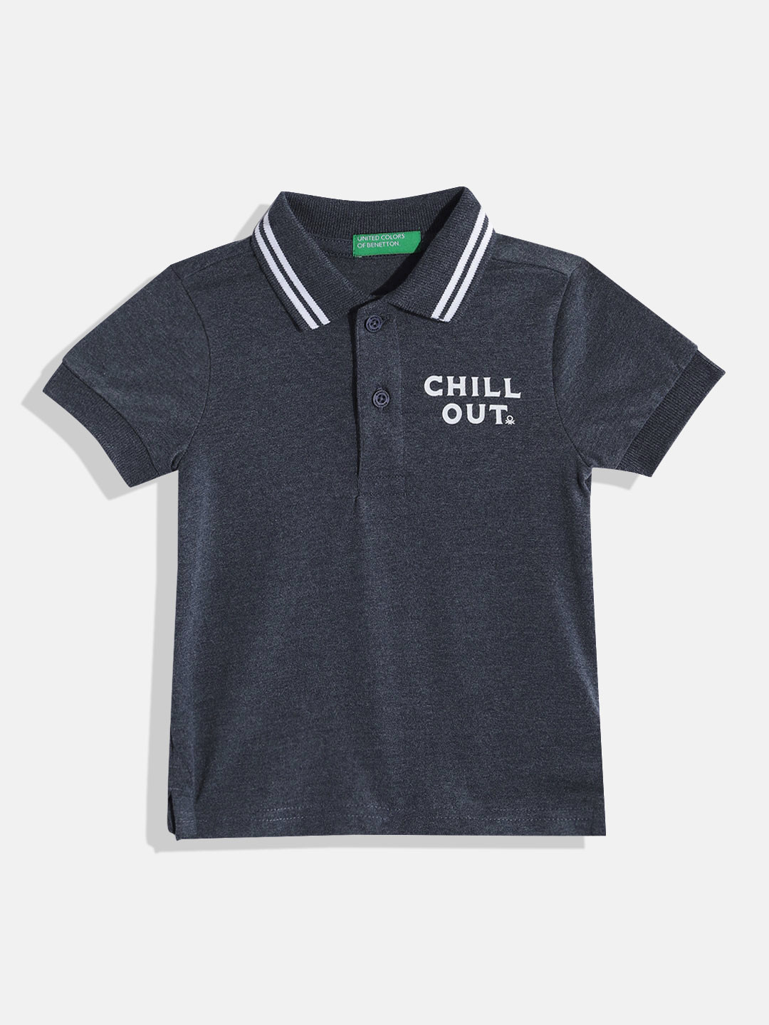 United Colors of Benetton Boys Typography Printed Polo Collar T-shirt