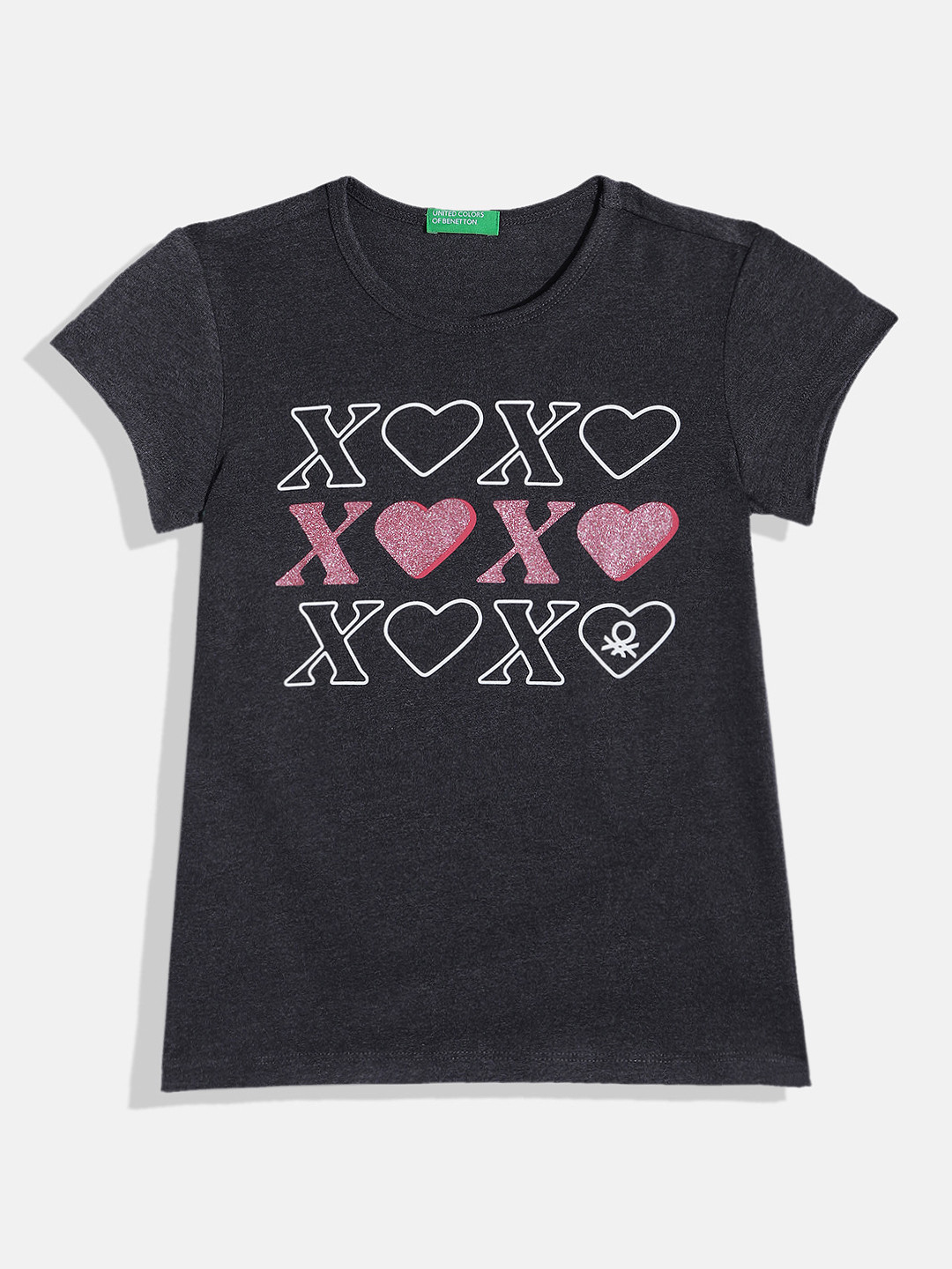 United Colors of Benetton Girls Round Neck Printed T-shirt