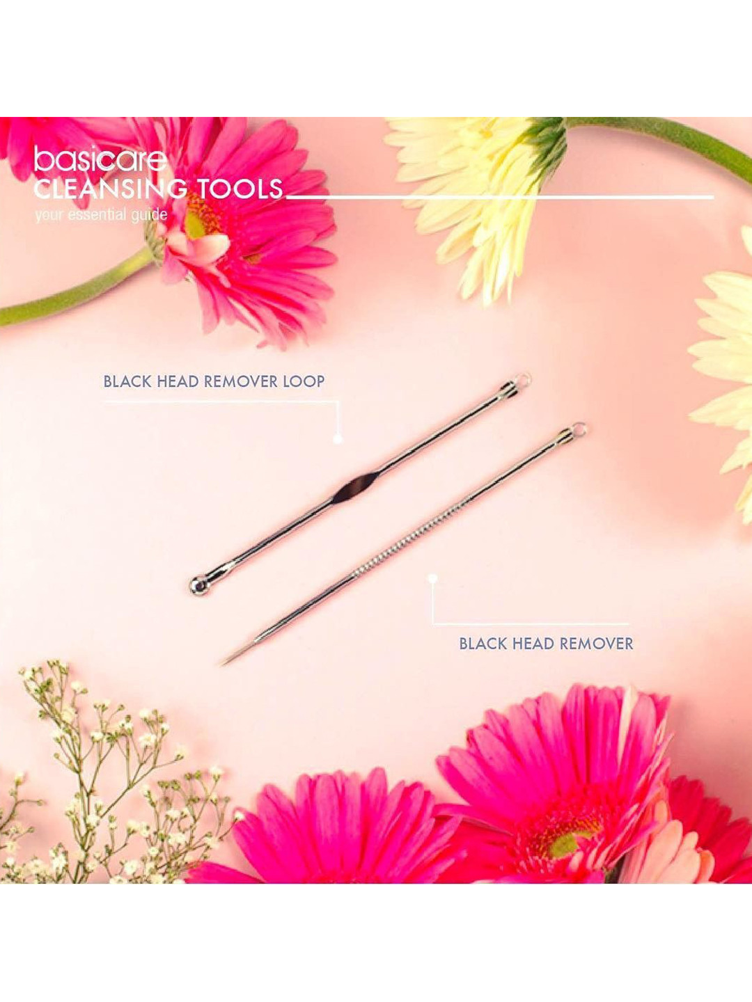 basicare Set of 2 Blackhead Remover with Stainless Steel Loop - Silver