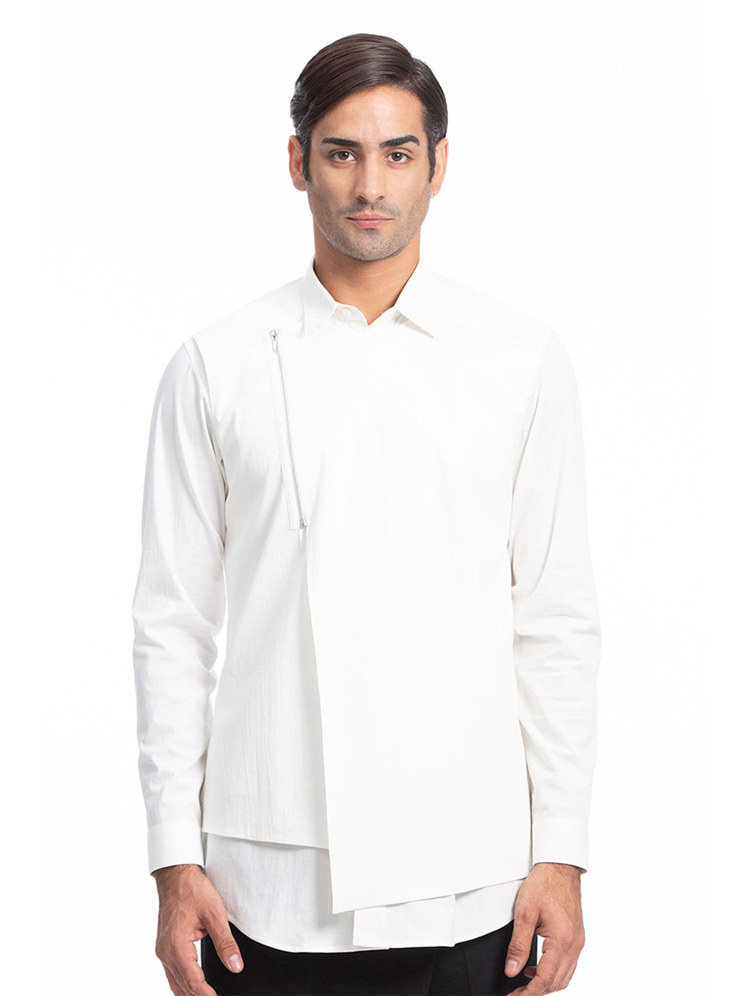 Rohit Gandhi + Rahul Khanna Comfort Spread Collar Cotton Wrap Casual Shirt