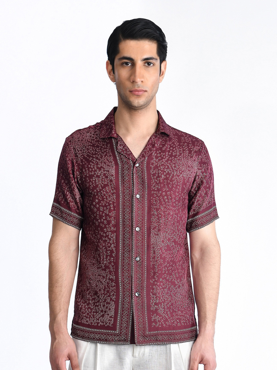 Rohit Gandhi + Rahul Khanna Comfort Conversational Printed Silk Casual Shirt