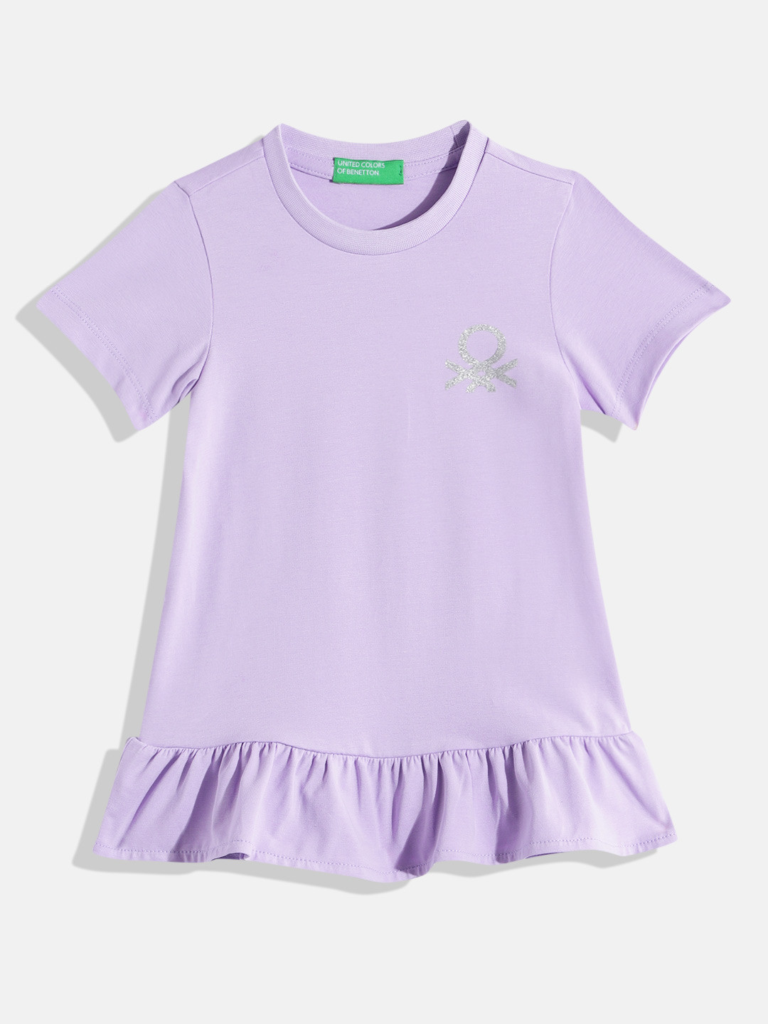 United Colors of Benetton Girls Brand Logo Detail Drop-Waist Dress
