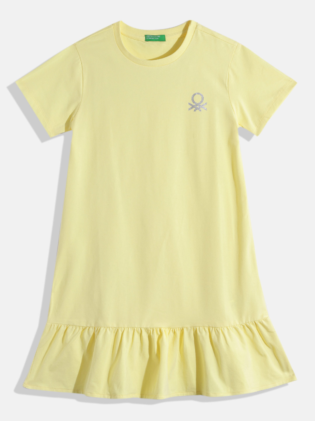 United Colors of Benetton Girls Brand Logo Print Detail A-Line Dress