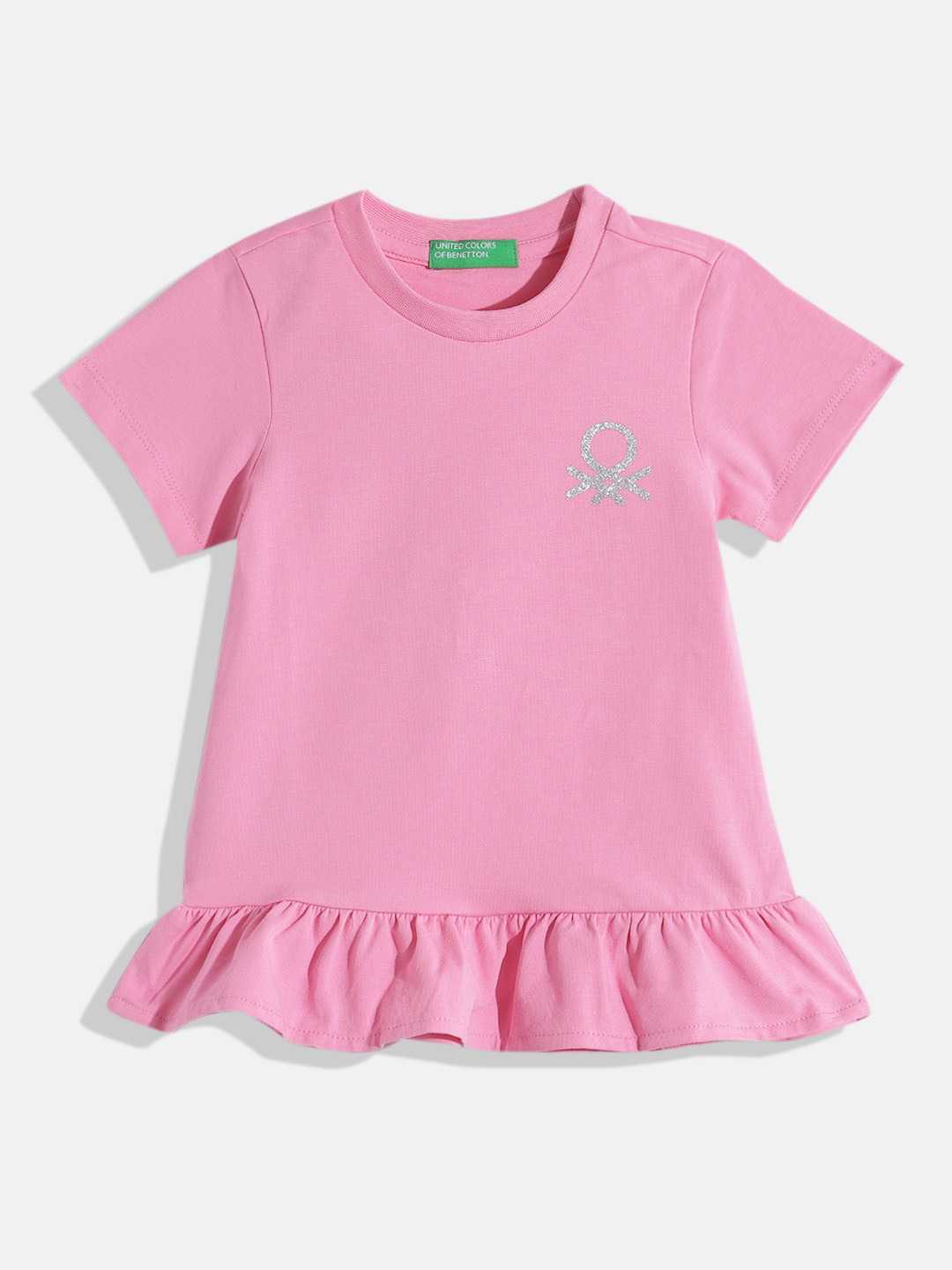 United Colors of Benetton Girls Brand Logo Print Detail A-Line Dress