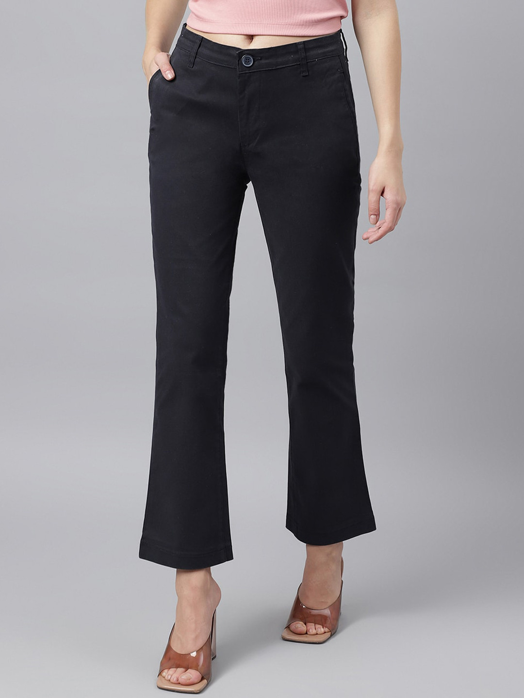 Xpose Women Comfort Stretchable Cropped Bootcut Trousers