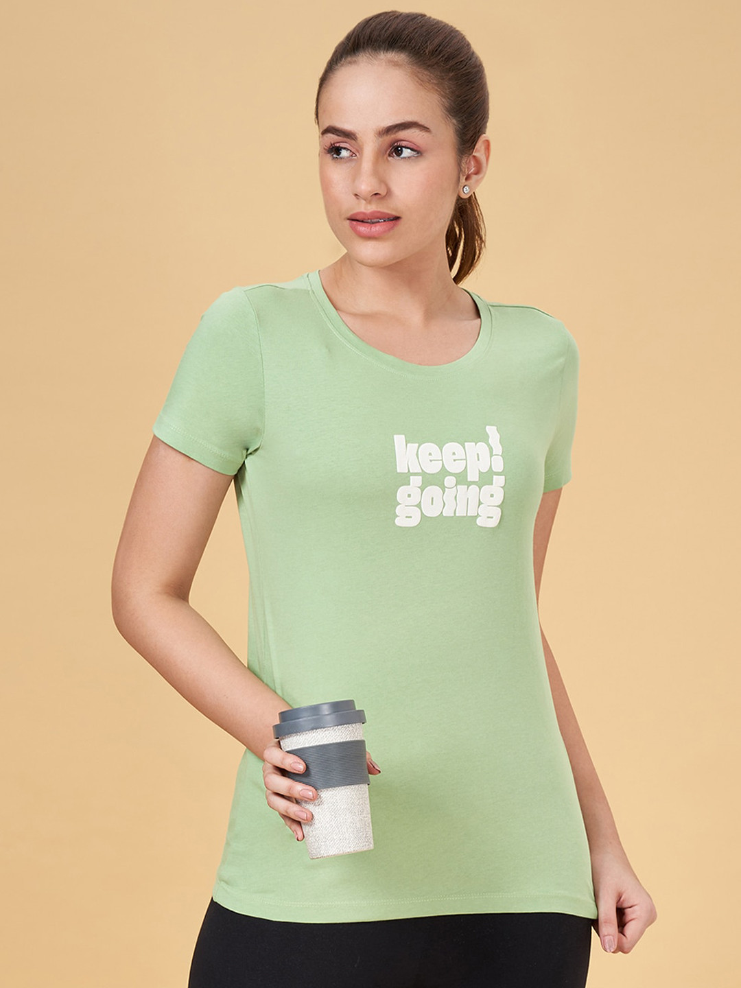 Ajile by Pantaloons Typography Printed Round Neck Short Sleeves Cotton Regular T-shirt