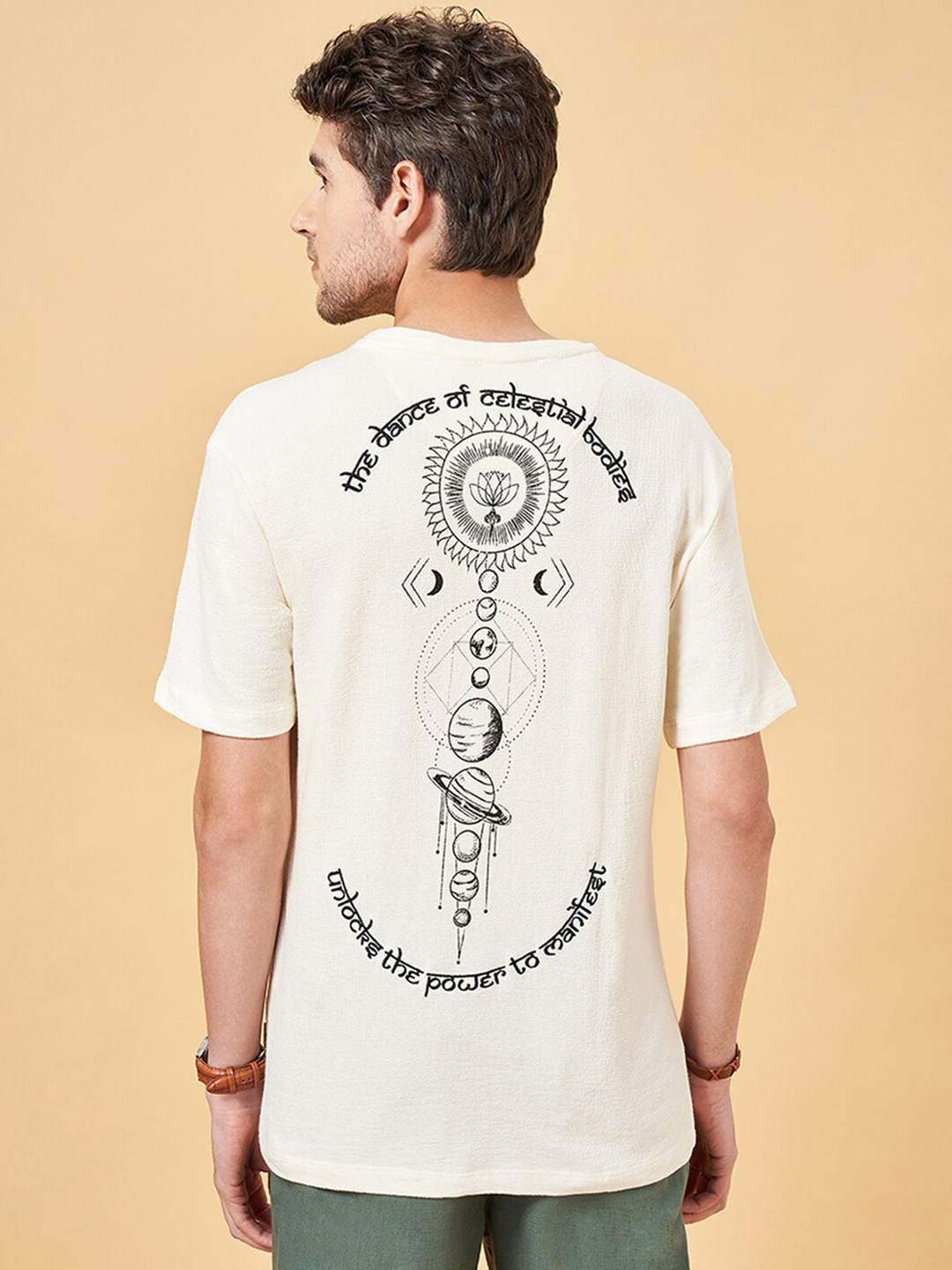 7 Alt by Pantaloons Graphic Printed Drop-Shoulder Sleeves Slim Fit Relaxed Fit T-shirt