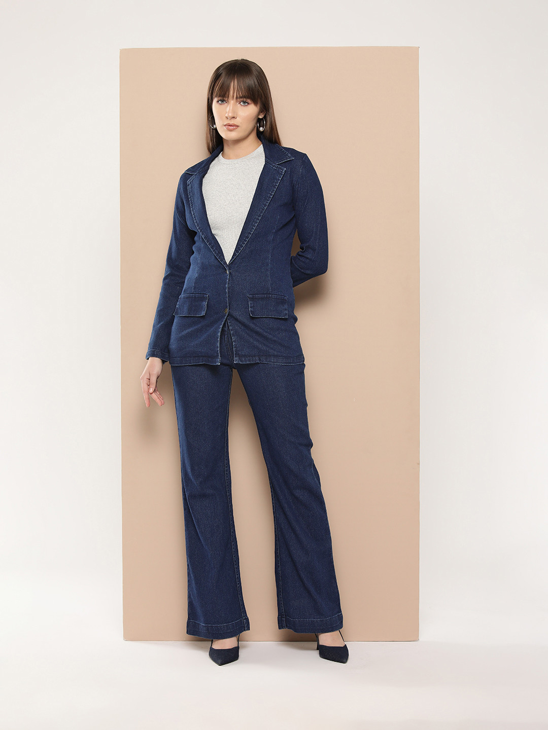 Chemistry Denim Blazer with Flared Jeans