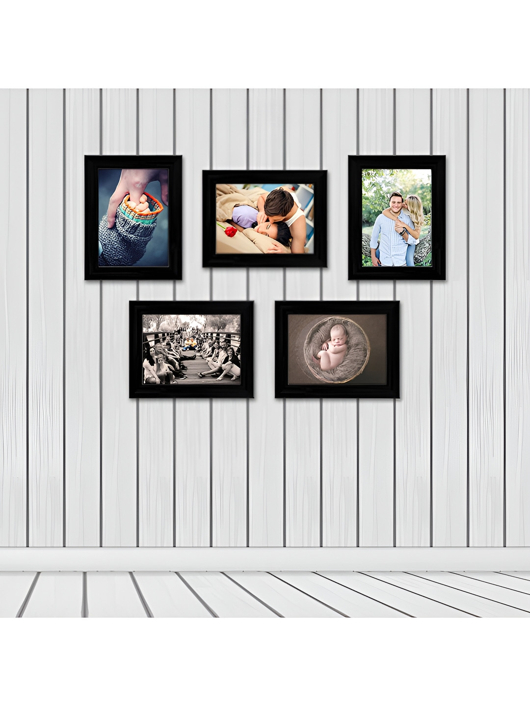 ArtzFolio Black 5 Pieces Wooden Wall Photo Frames