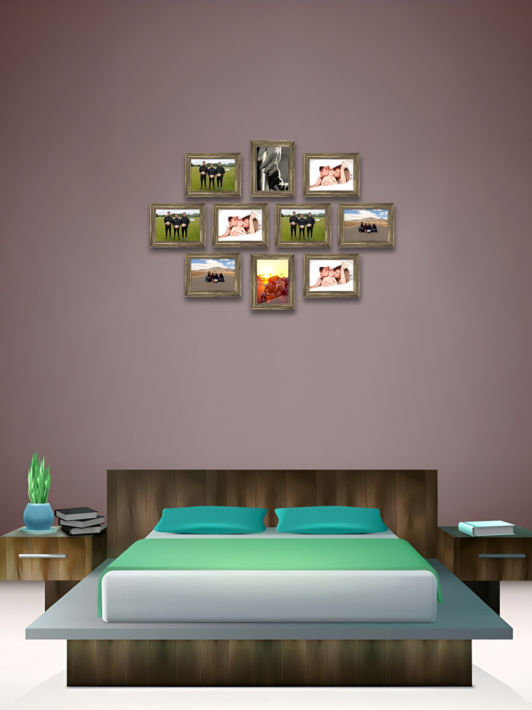 ArtzFolio Copper-Toned 10Pcs Wooden Wall Photo Frames