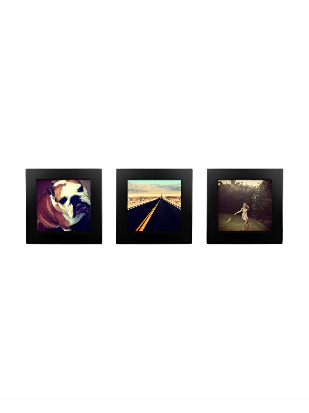 ArtzFolio Black 3 Pieces Square Wooden Wall Photo Frames