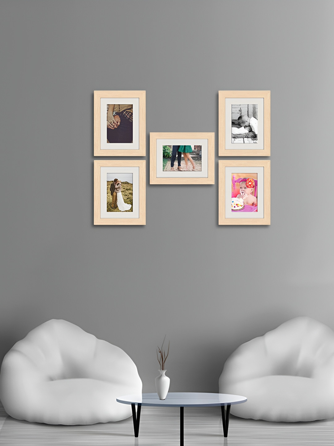 ArtzFolio Camel Brown 5Pcs Wooden Wall Photo Frames