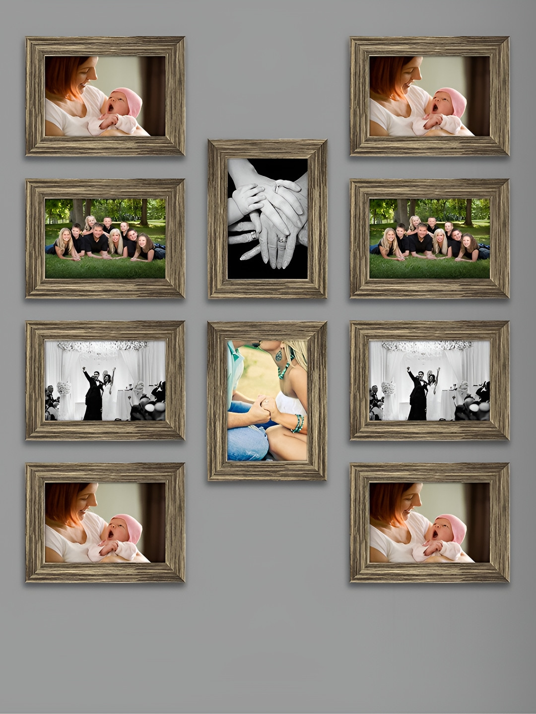 ArtzFolio Copper Toned 10 Pieces Wooden Wall Photo Frames