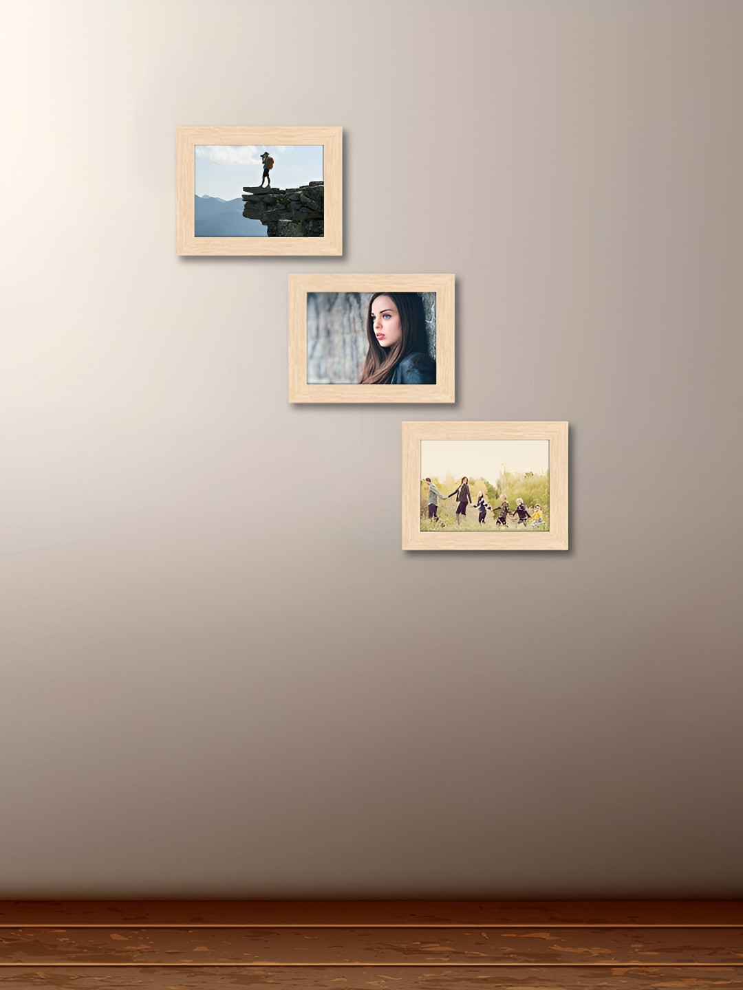 ArtzFolio Camel Brown 3 Pieces Wooden Wall Photo Frames