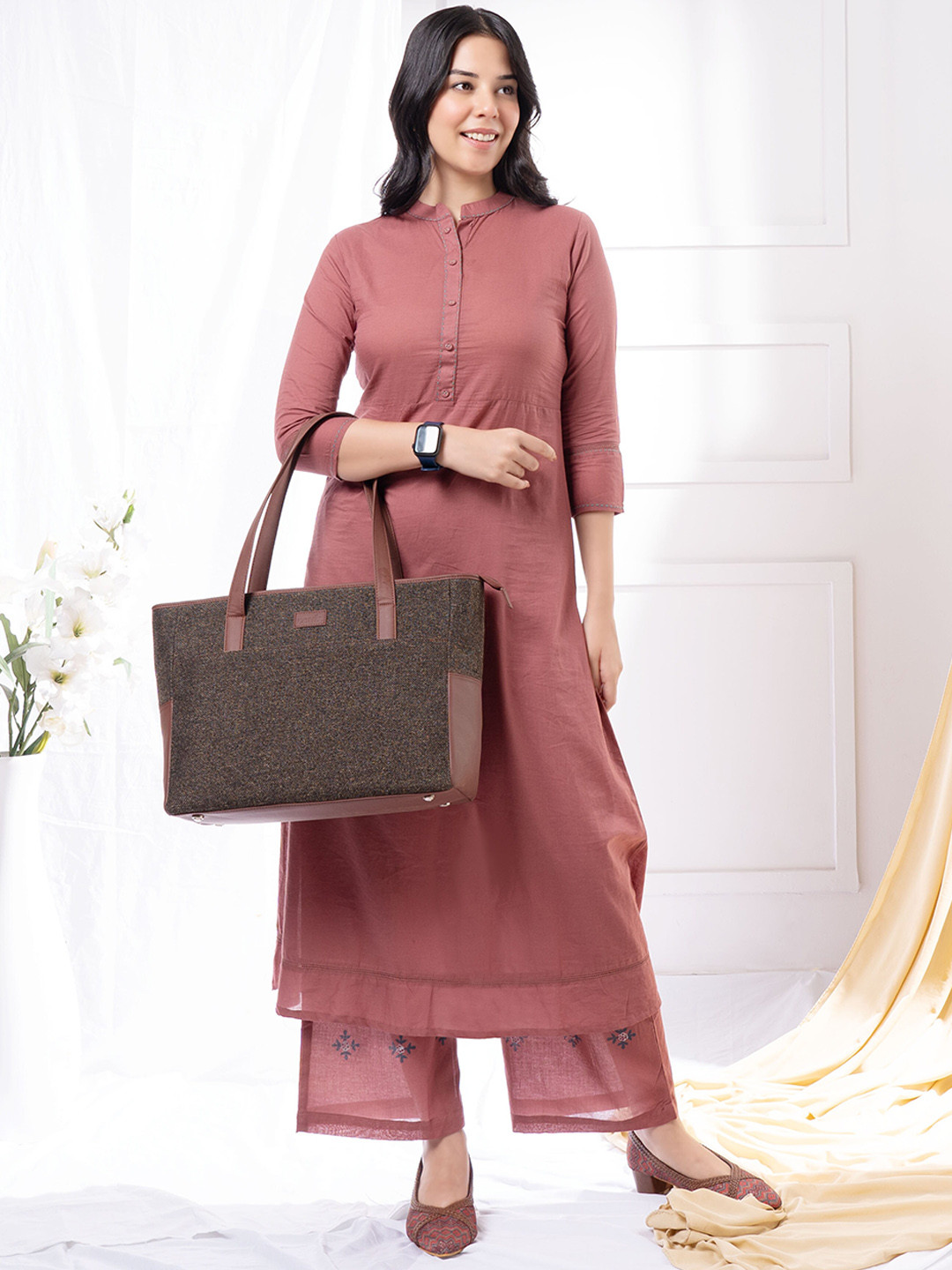 ZOUK Textured Vegan Leather Shoulder Diaper Bag