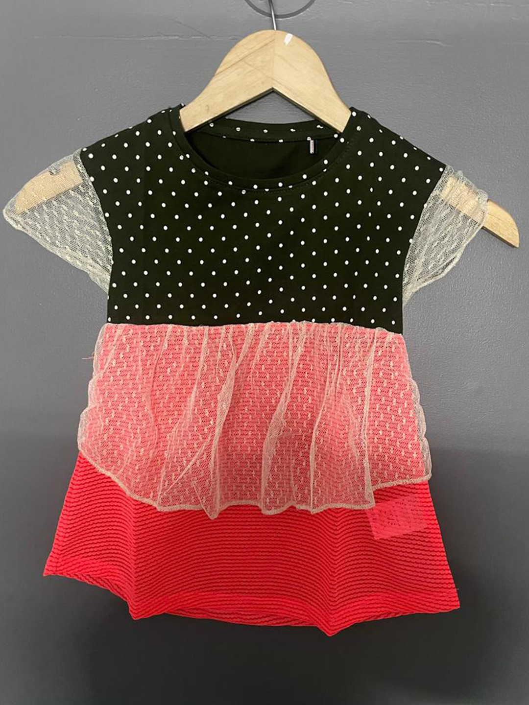 Zaahii Colourblocked Round Neck Short Cap Sleeves Knee Length Fit & Flare Dress