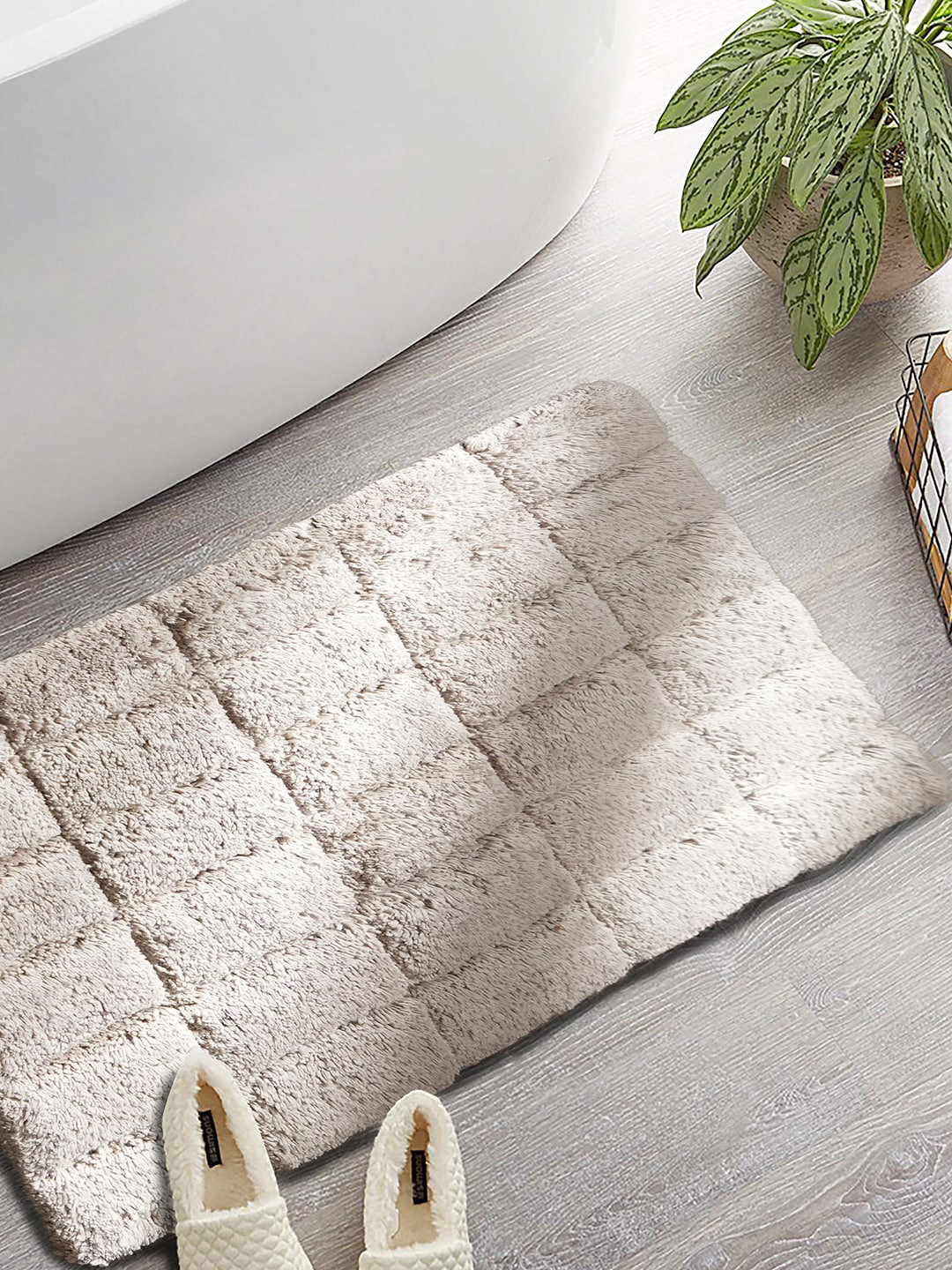 MASPAR Cream Art Slab Ultra Soft Cotton Bath Rugs