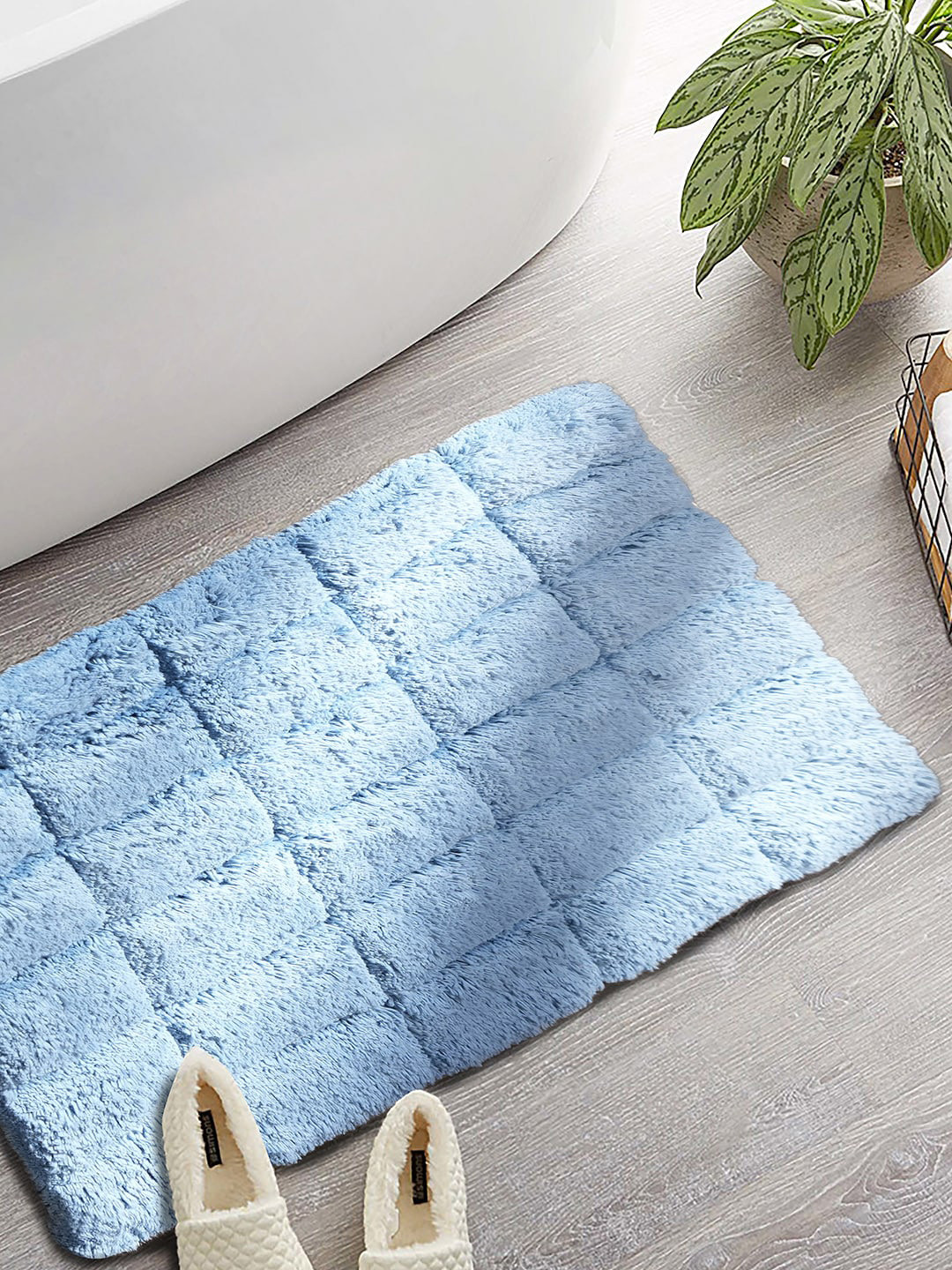 MASPAR Blue Art Slab Small Cotton Bath Rug