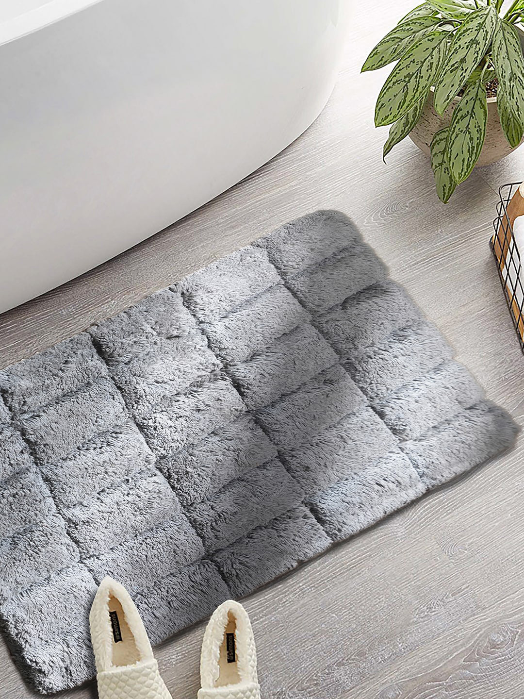 MASPAR Grey Art Slab Small Cotton Bath Rug
