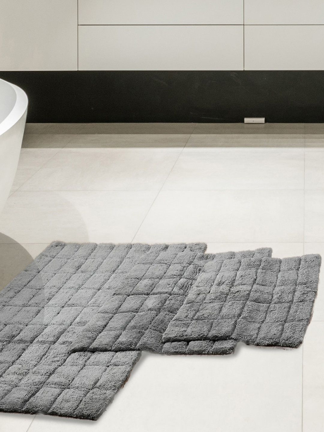 MASPAR Grey Art Slab Cotton Large Bath Rug