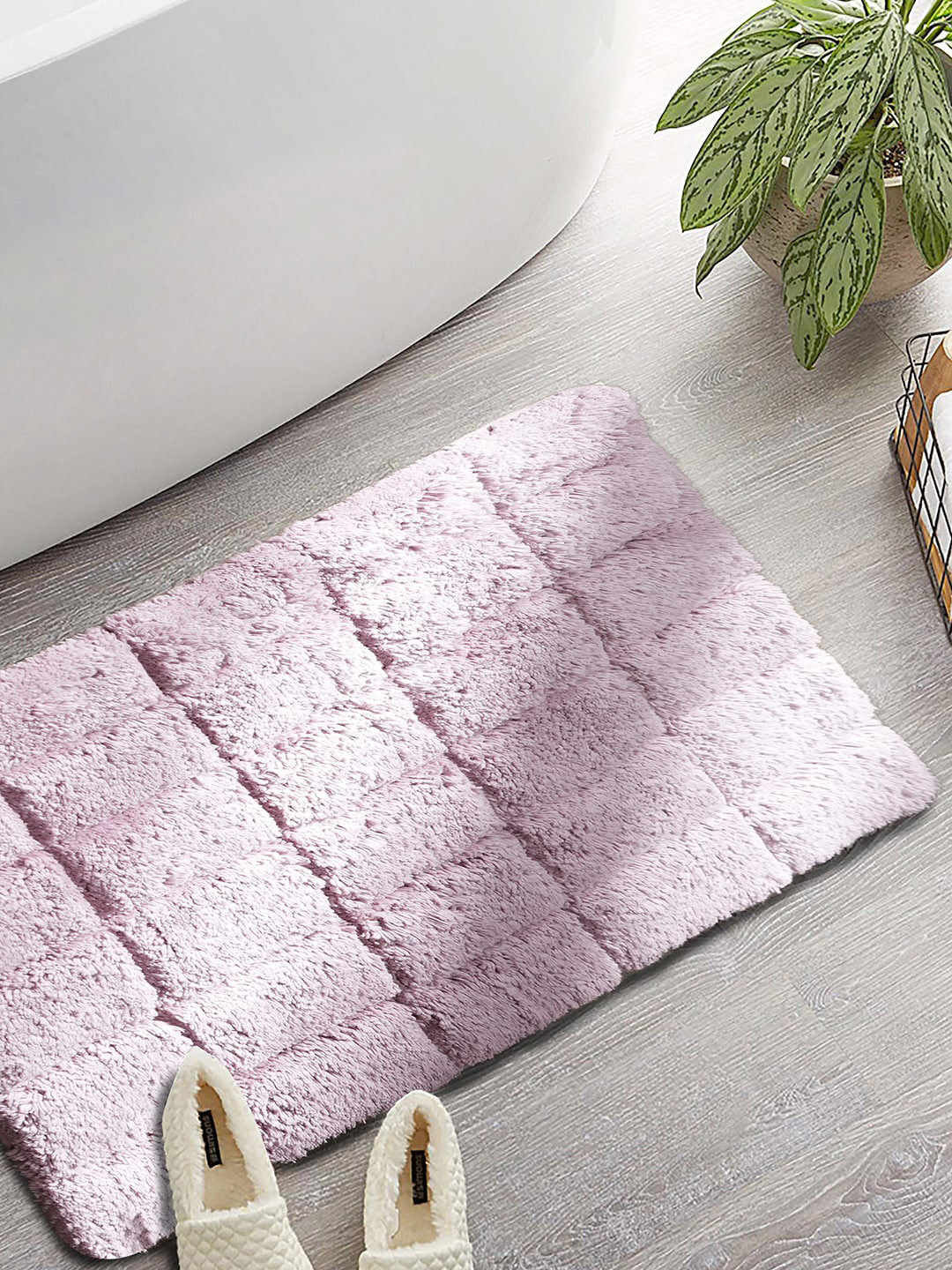 MASPAR Color Art Slab Purple 1634 GSM Cotton Small Bath Rugs