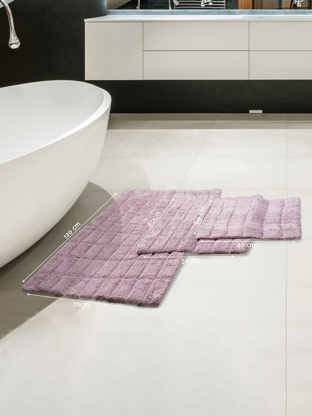 MASPAR Purple Textured 1634 GSM Cotton Small Bath Rugs
