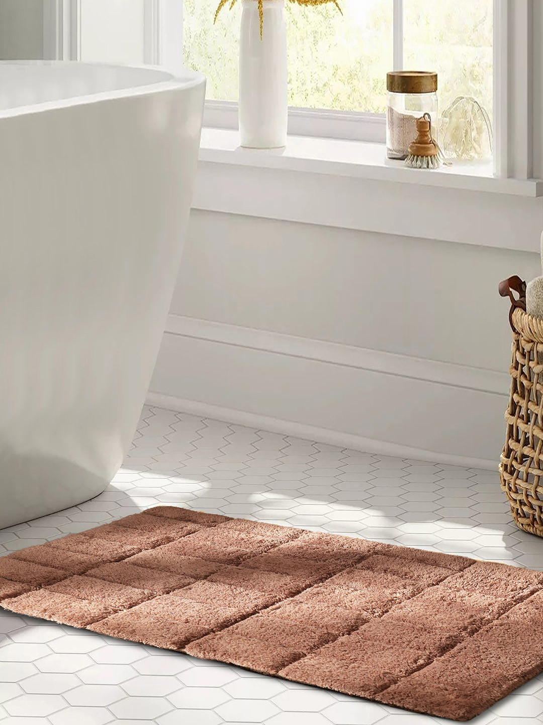 MASPAR  Brown Art Slab Cotton Medium Bath Rug