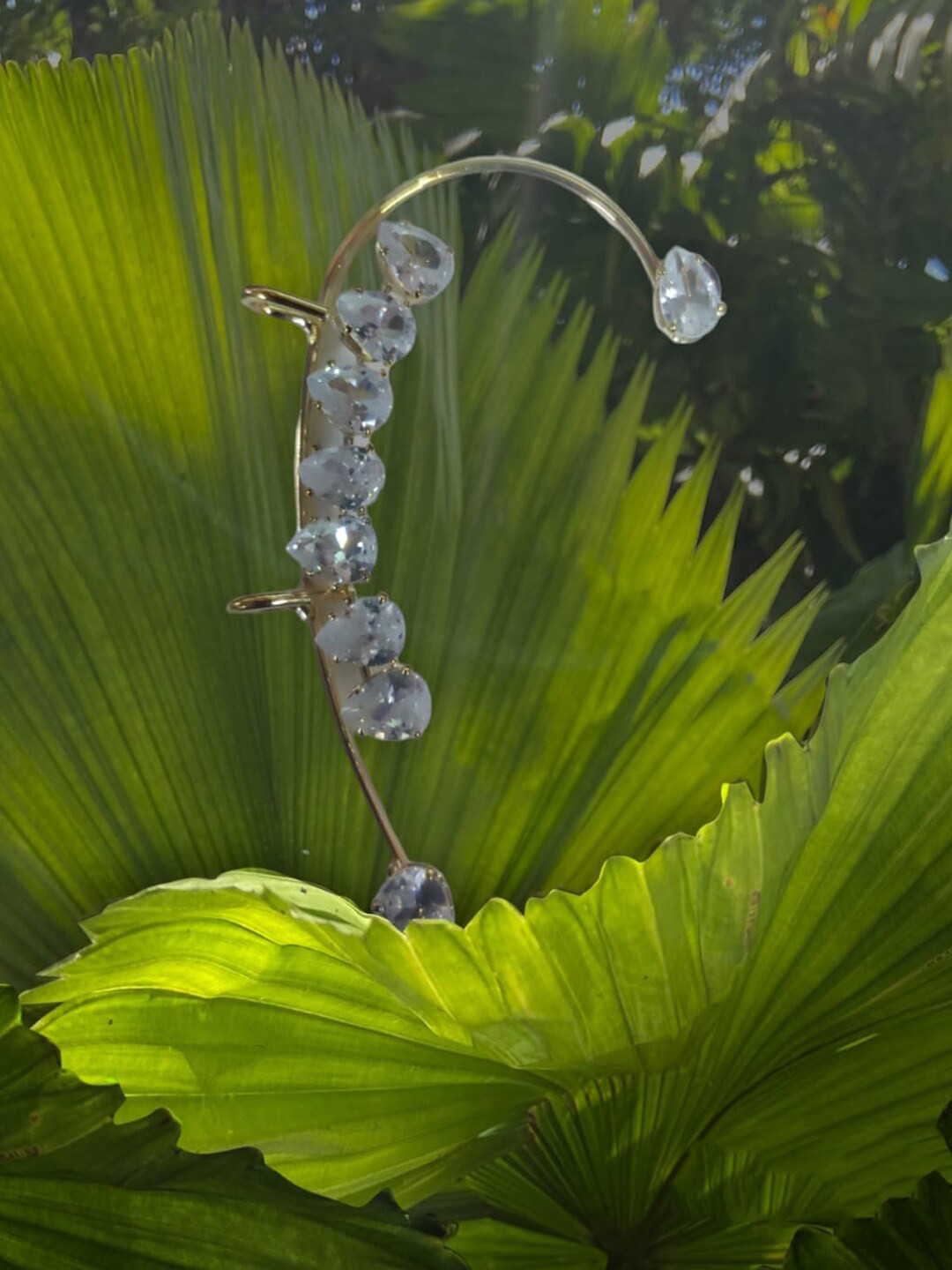 FIMBUL Sterling Silver Rhinestone Quirky Ear Cuff Earrings