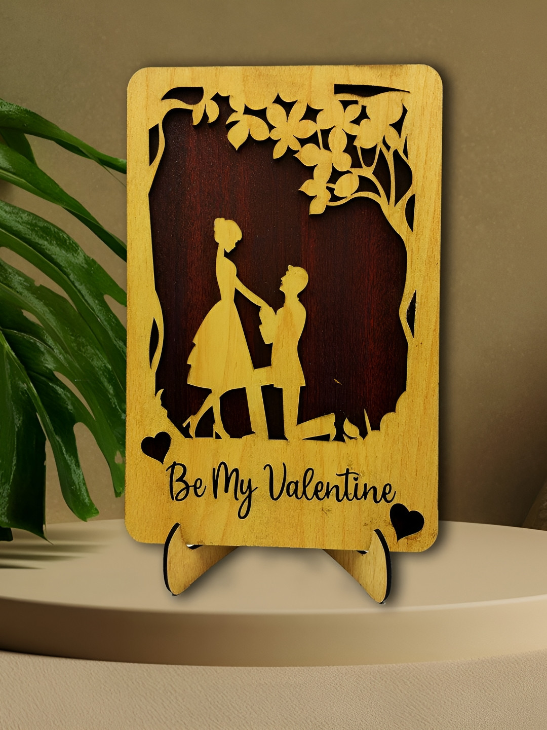 Phirki Studio Be My Valentine Beige Wood Natural Living Room Small Showpiece - 8 Inches