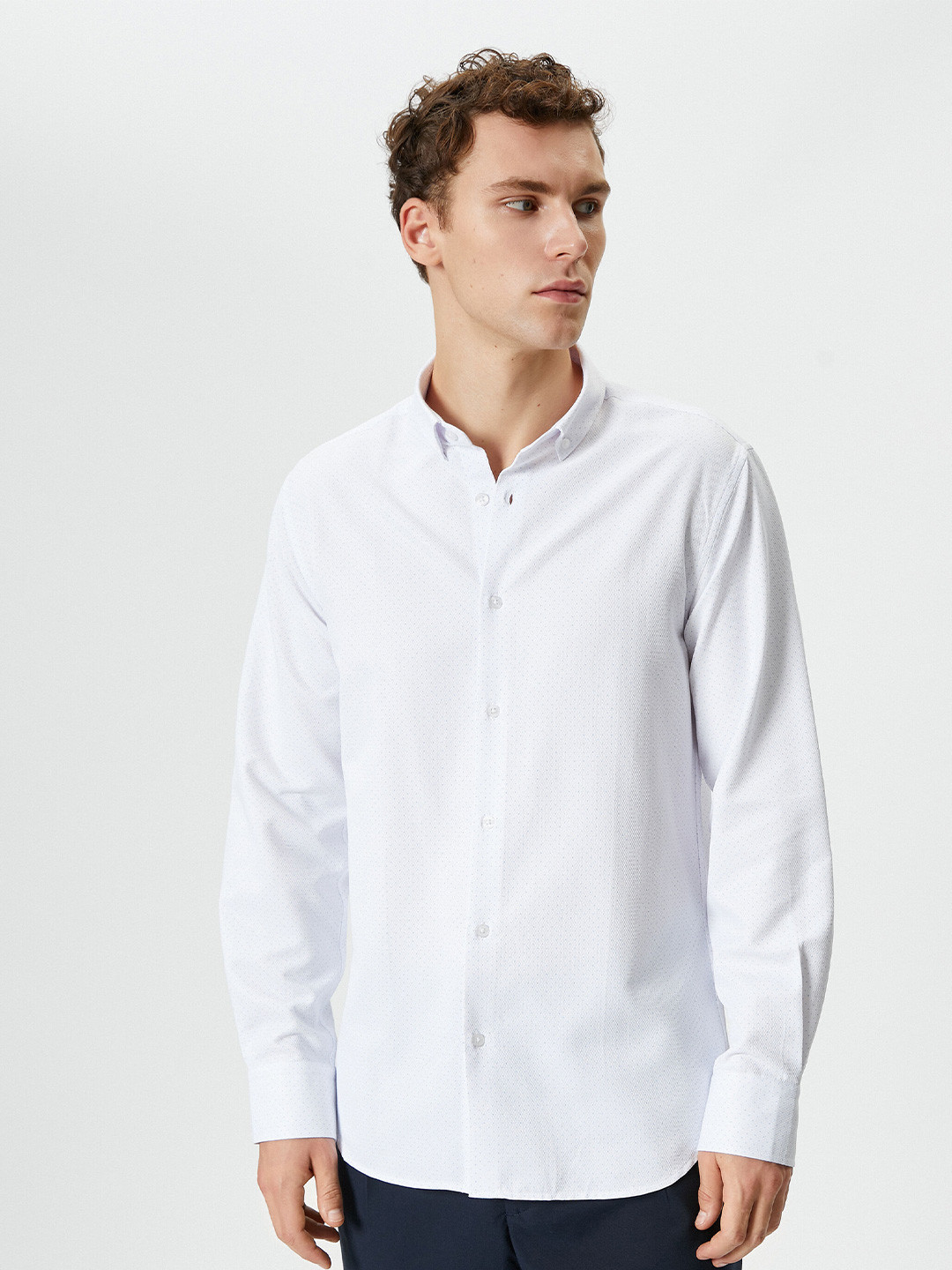 Koton Micro Ditsy Printed Button-Down Collar Long Sleeves Casual Shirt
