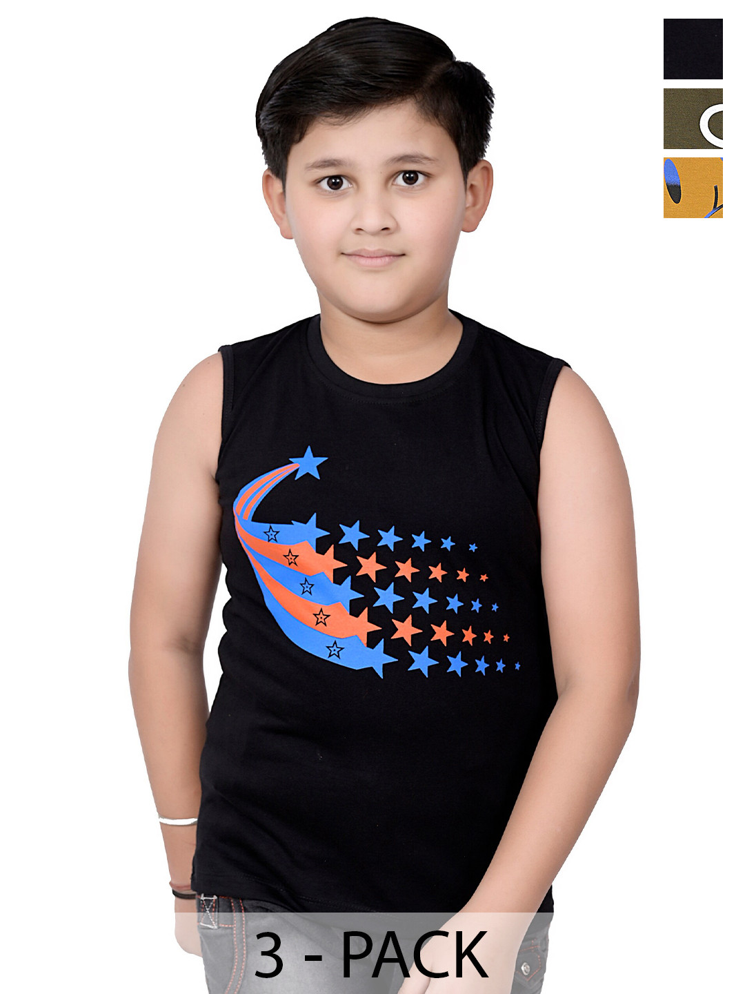 BAESD Boys Pack Of 3 Geometric Printed Cotton T-shirts