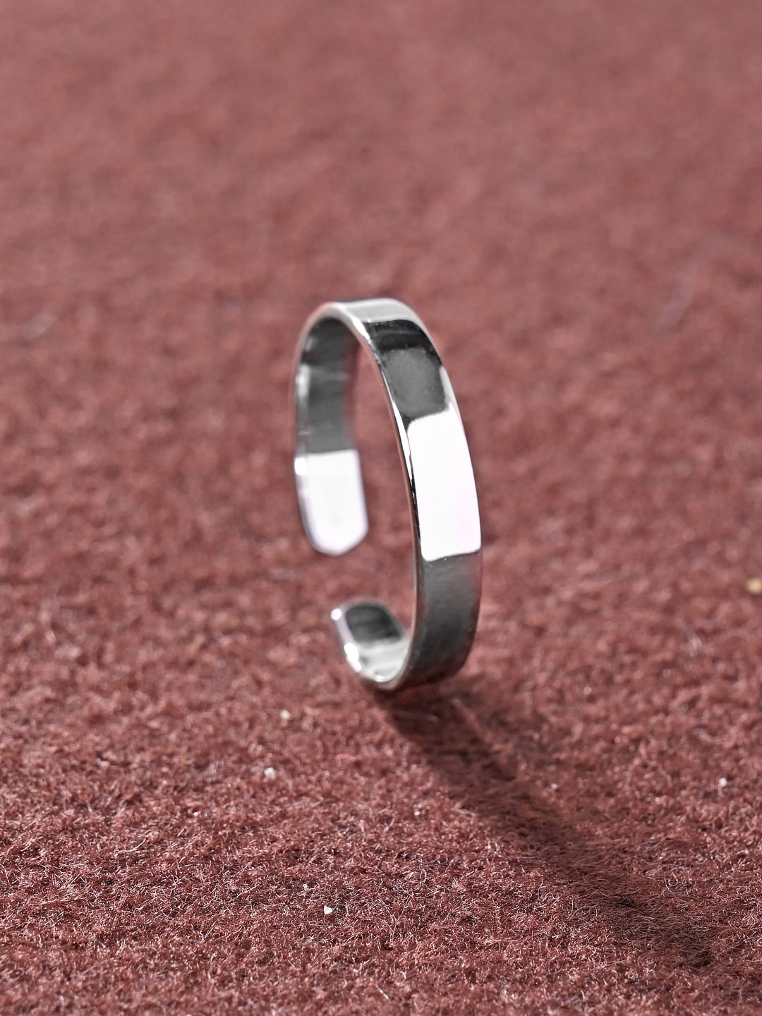 Clara 925 Sterling Silver Rhodium Plated Slim Adjustable Ring