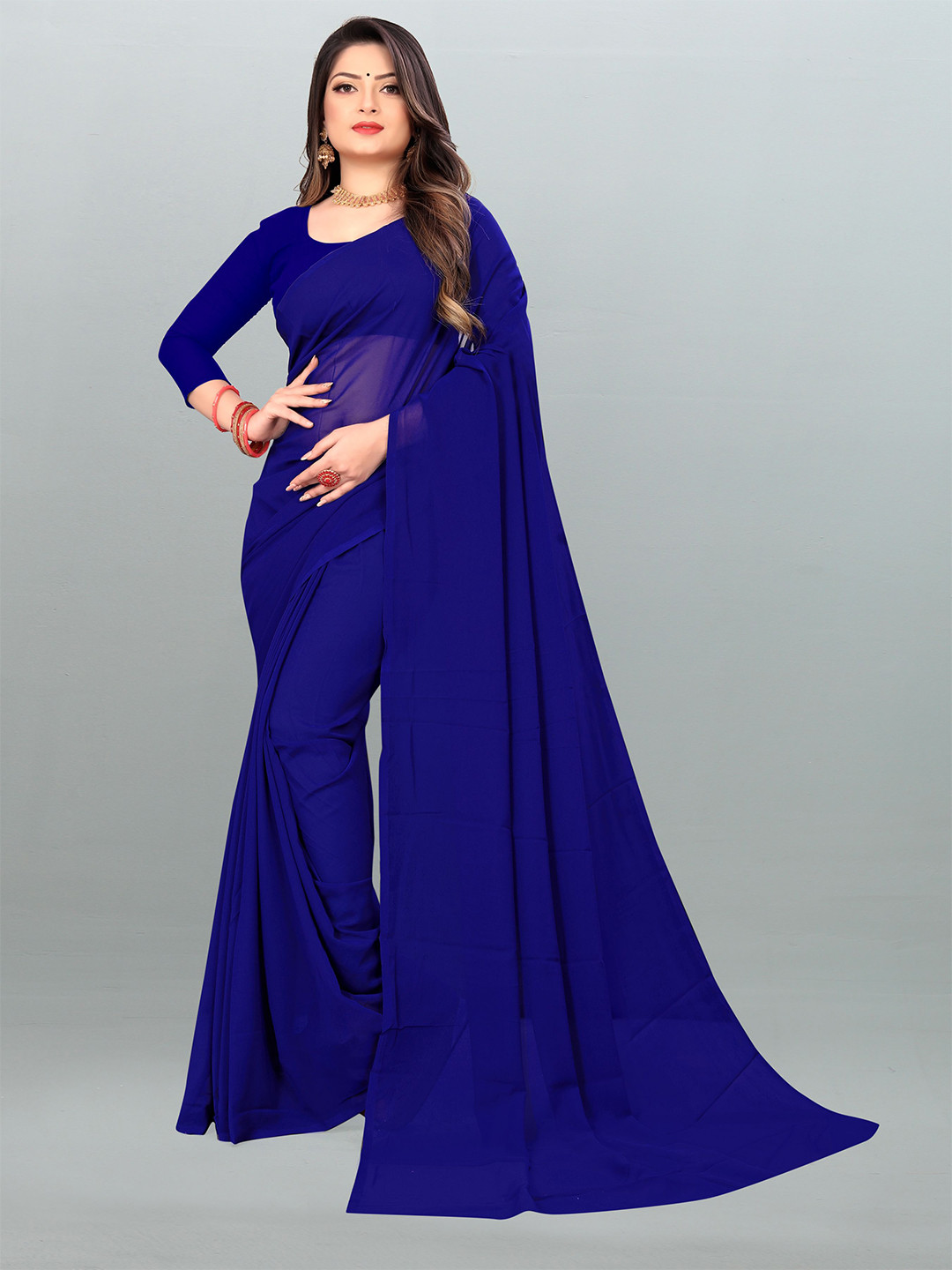 Moda Rapido No Border Poly Georgette Saree