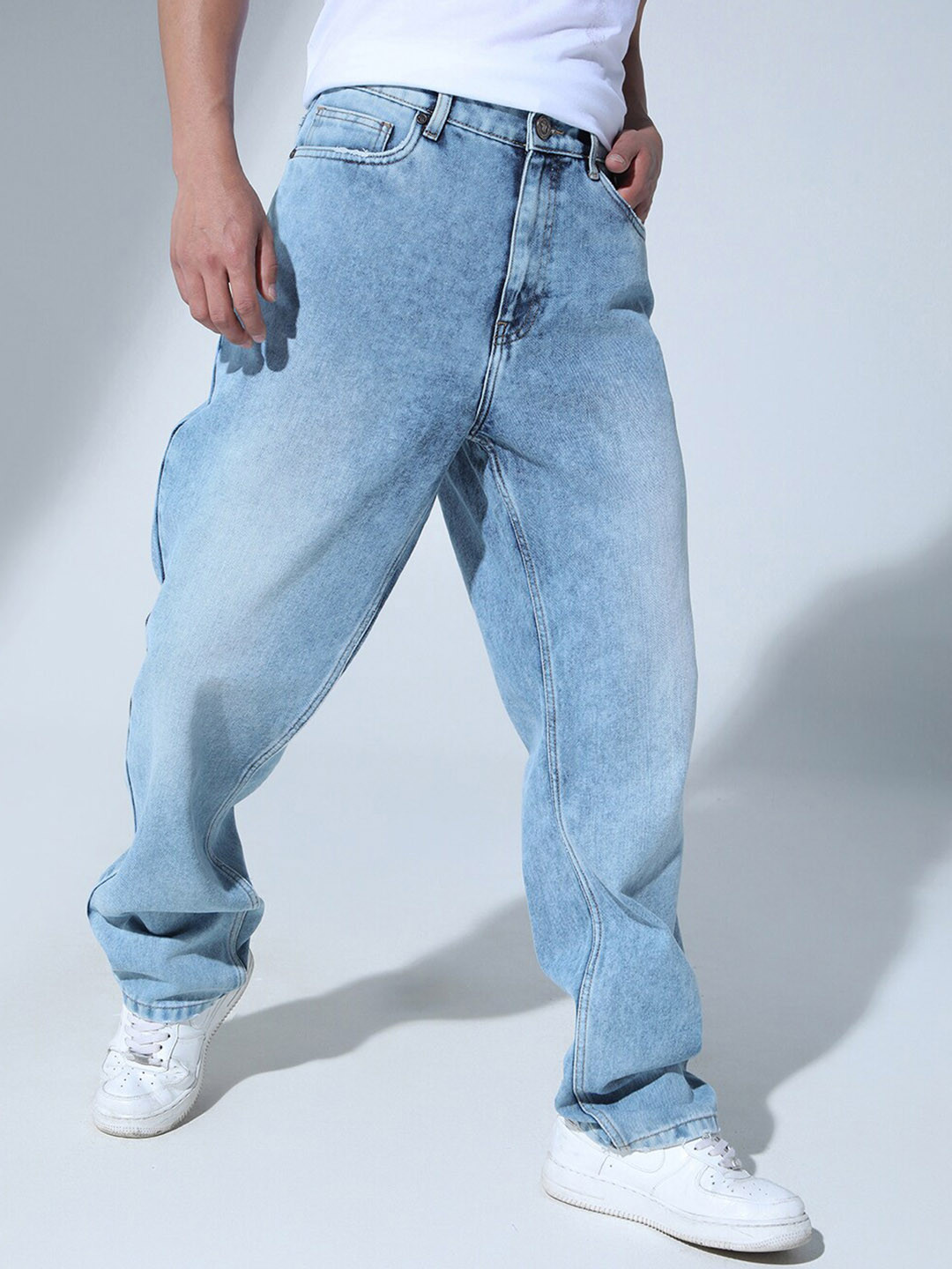 Hubberholme Men 90's Relaxed Straight Fit Light Fade Jeans