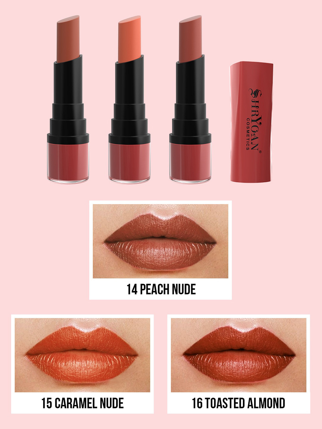 SHRYOAN Cosmetics Set of 3 Long Lasting Velvet Matte Finish Lipstick