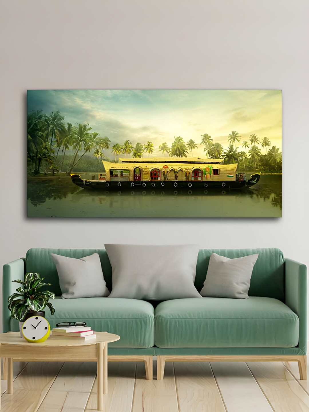 VibeCrafts House Boat Canvas Wall Rectangle Paintings Wall Art - 24 x 48In