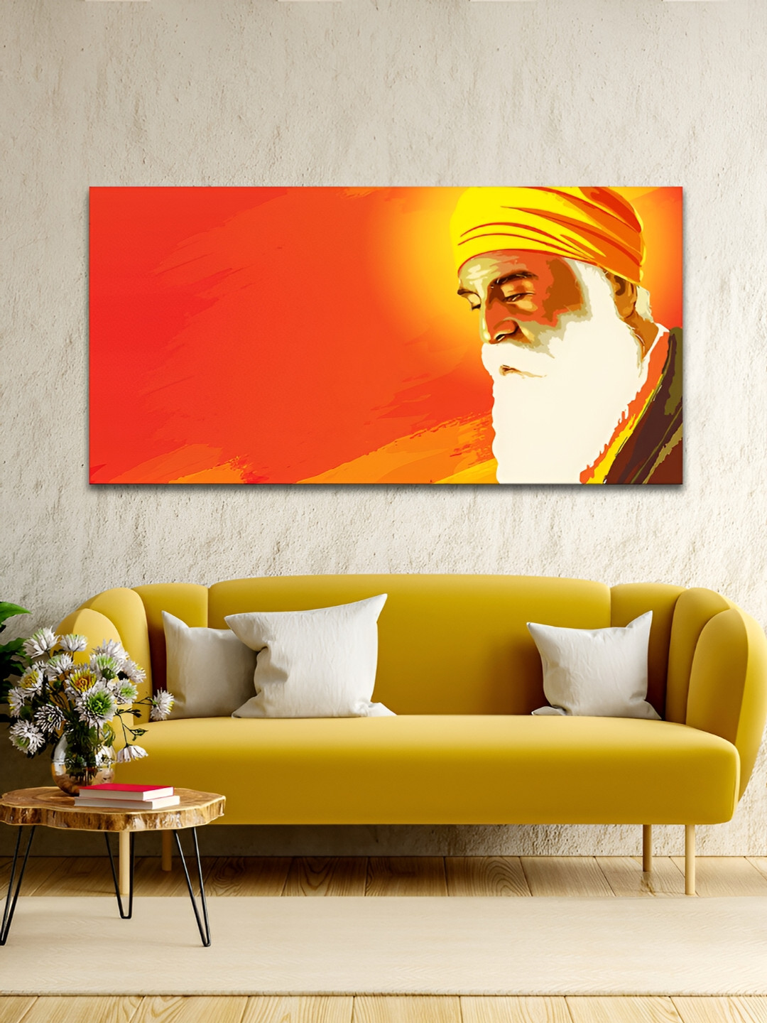 VibeCrafts Shri Guru Nanak Dev Canvas Wall Rectangle Paintings Wall Art -24 x 48 In